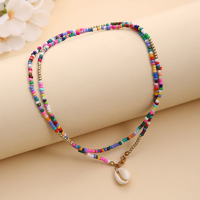 Wholesale Necklace Alloy Colorful Seashell Pendant Necklace MOQ≥2 JDC-NE-SR005