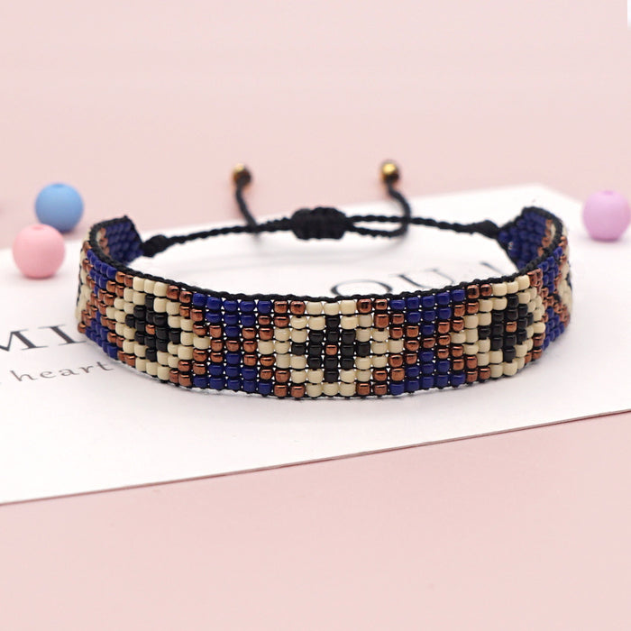 Wholesale Bracelet Glass Rice Beads Hand Woven Wide JDC-BT-GBH131