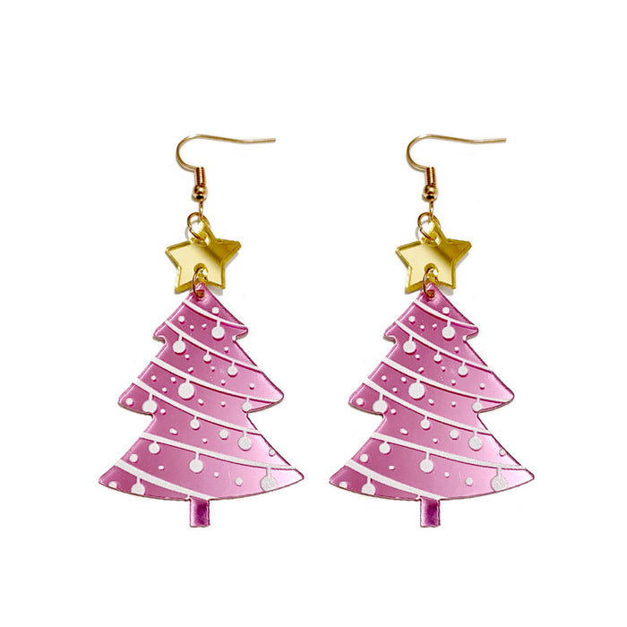 Wholesale Earrings Acrylic Christmas Tree Mirror Glitter MOQ≥2 JDC-ES-Qunyi022