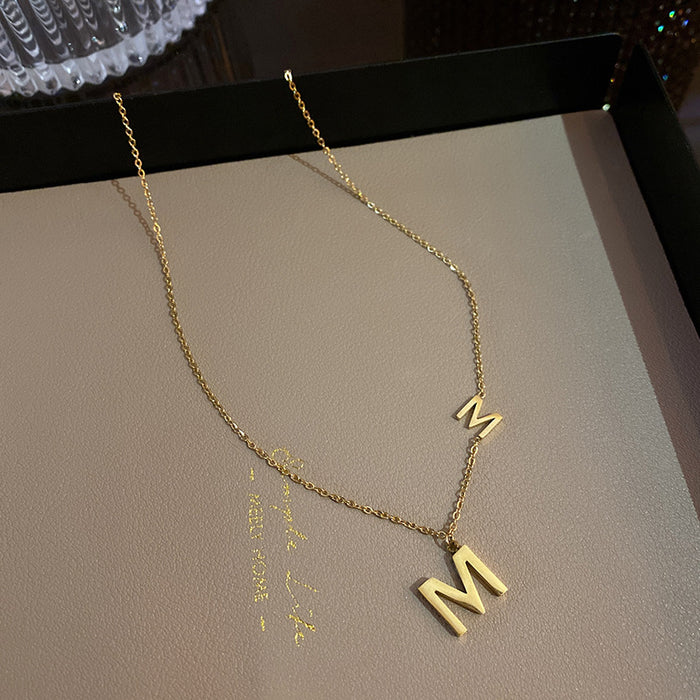 Wholesale Necklaces Titanium Steel Letter M Necklace JDC-NE-YinS035