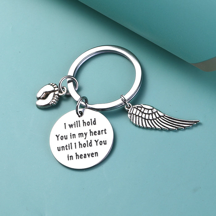 Wholesale Wings Footprint Stainless Steel Keychain MOQ≥2 JDC-KC-JZhi003