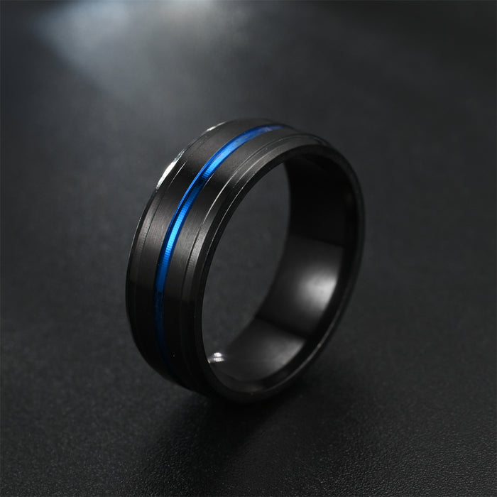 Wholesale Ring Stainless Steel Black Slotted Colorful Men's Domineering Ring MOQ≥2 JCD-RS-TS001