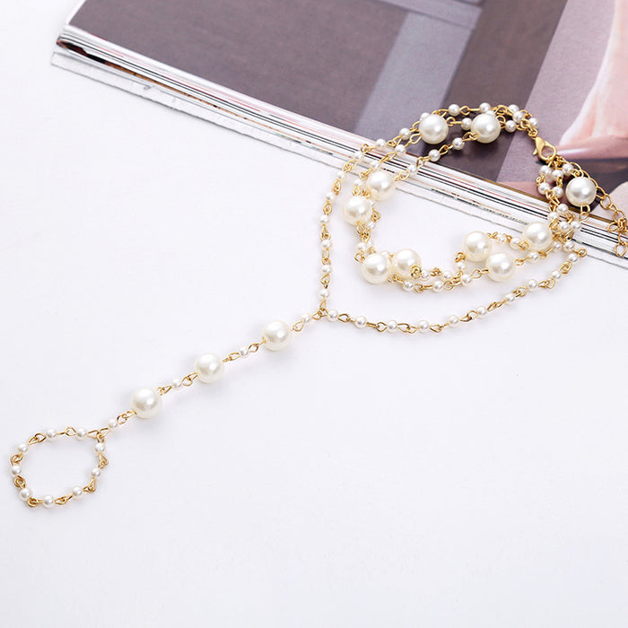 Wholesale Pearl Three Layers Hand Beaded Toe Anklet JDC-AS-HuiY004