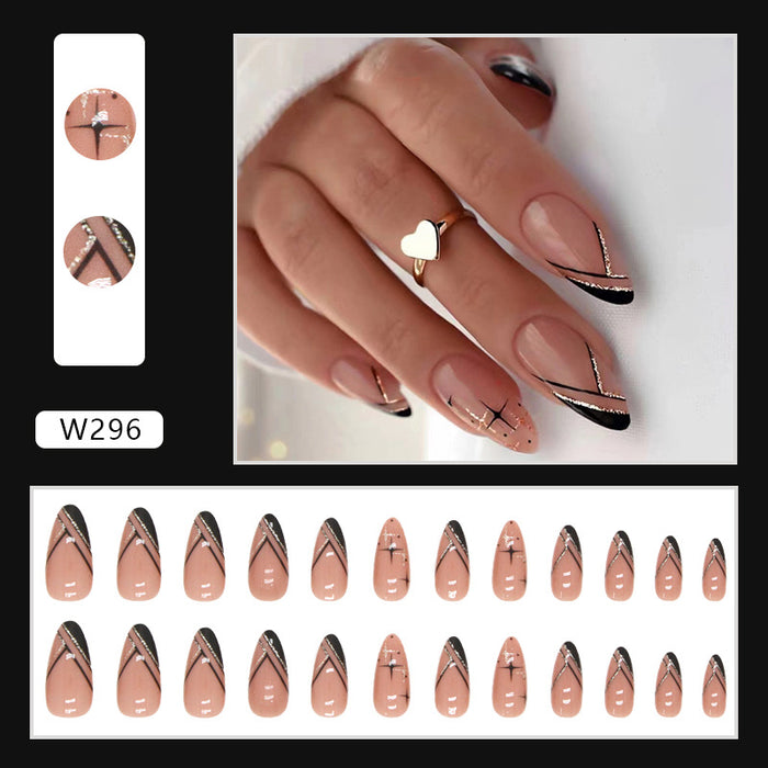 Wholesale Mysterious Black Diagonal Lines Resin Nail Stickers JDC-NS-QiH031