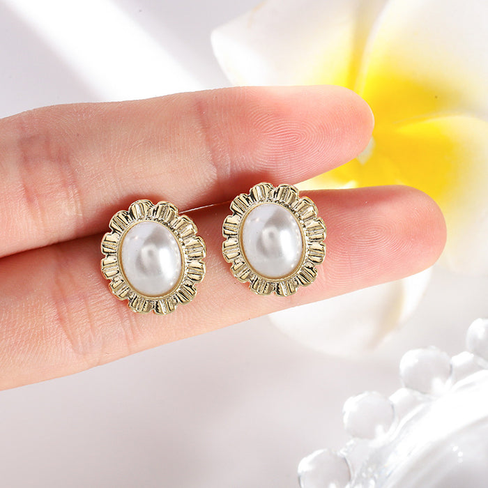 Pendientes de perlas al por mayor Pendientes de flores frescas de plata esterlina aguja JDC-ES-Lianxin009