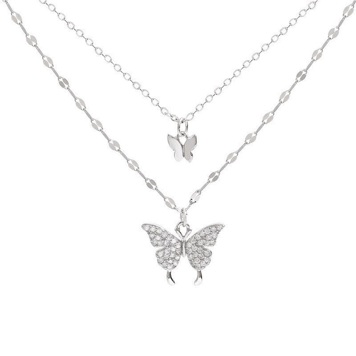 Wholesale Necklace Alloy Double Layer Butterfly JDC-NE-QianP002