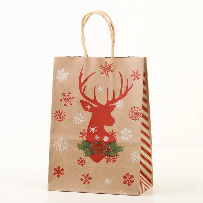 Wholesale Gift Bag Kraft Paper Christmas Tree Elk Party Gift Bag MOQ≥12 JDC-GB-Ganrui016
