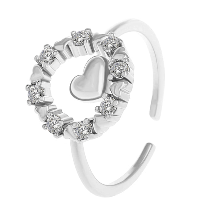 Wholesale Micro Paved Zircon Hollow Heart Ring JDC-RS-D084