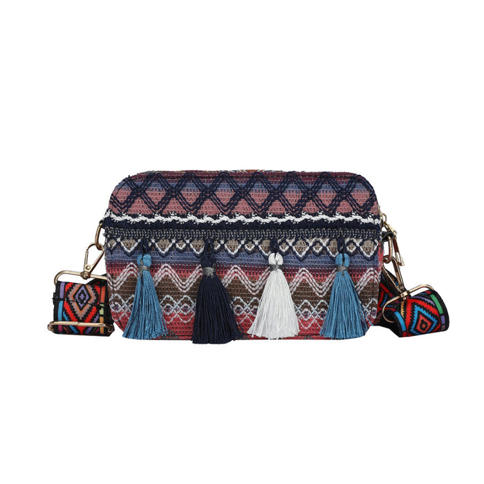 Wholesale Shoulder Bags Fabric Ethnic Style Personalized Shoulder Messenger Bag Tassel Woven Square JDC-SD-Danze010