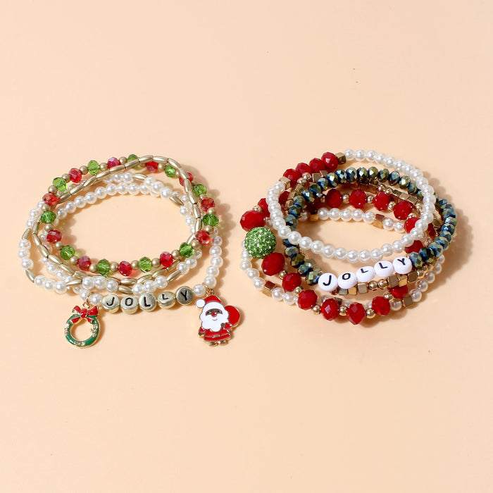 Wholesale Bracelet Metal Christmas Rice Beads Multilayer JDC-BT-TenC010