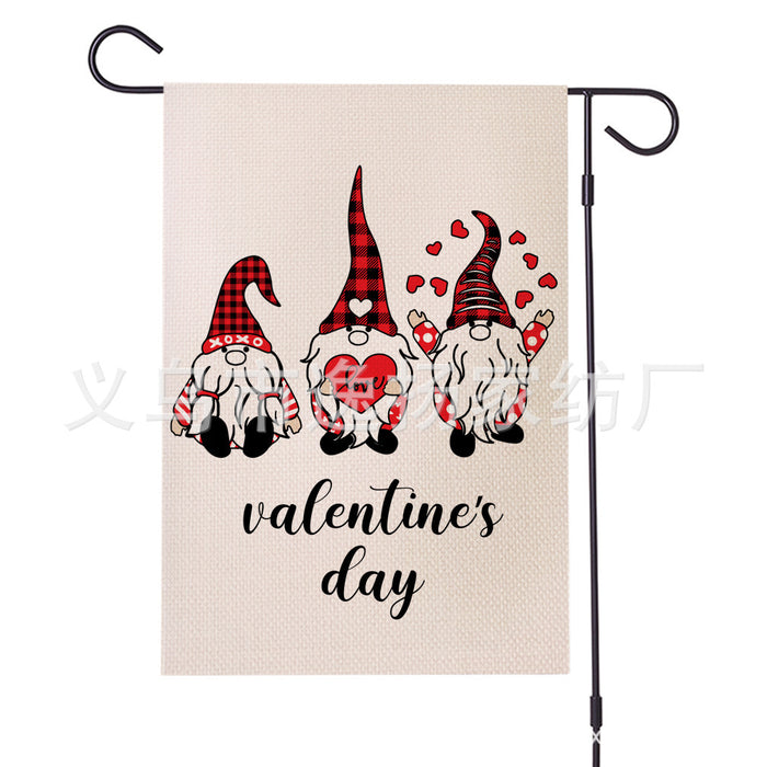 Wholesale Decorative Linen Valentine's Day Garden Banner JDC-DCN-Yiyang004