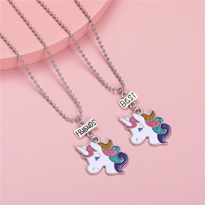 Wholesale Necklaces Alloy Enamel Unicorn Kids Set JDC-NE-ZhuoM006