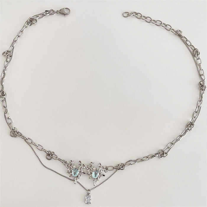 Wholesale Necklace Titanium Steel Water Drop Moonstone Pendant Clavicle Chain JDC-NE-PiaoT004