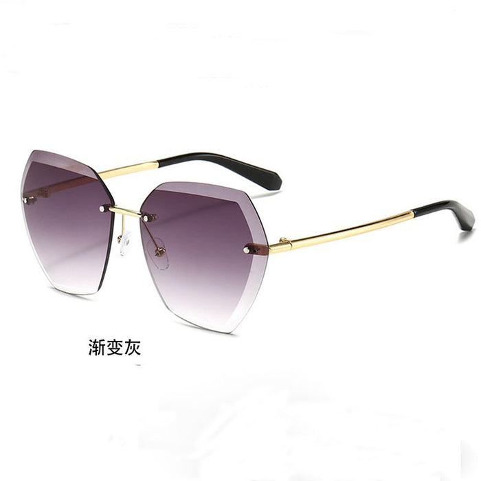 Wholesale Polygon Ocean Lenses Rimless Cut Edge Sunglasses MOQ≥2 JDC-SG-BoL004