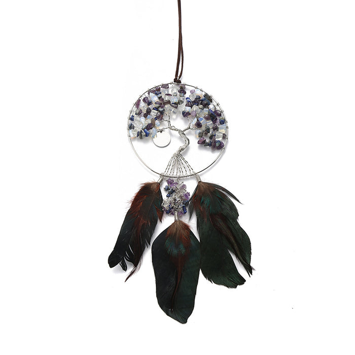 Wholesale Tree of Life Natural Stone Crystal Dreamcatcher MOQ≥2 JDC-DC-GRong001