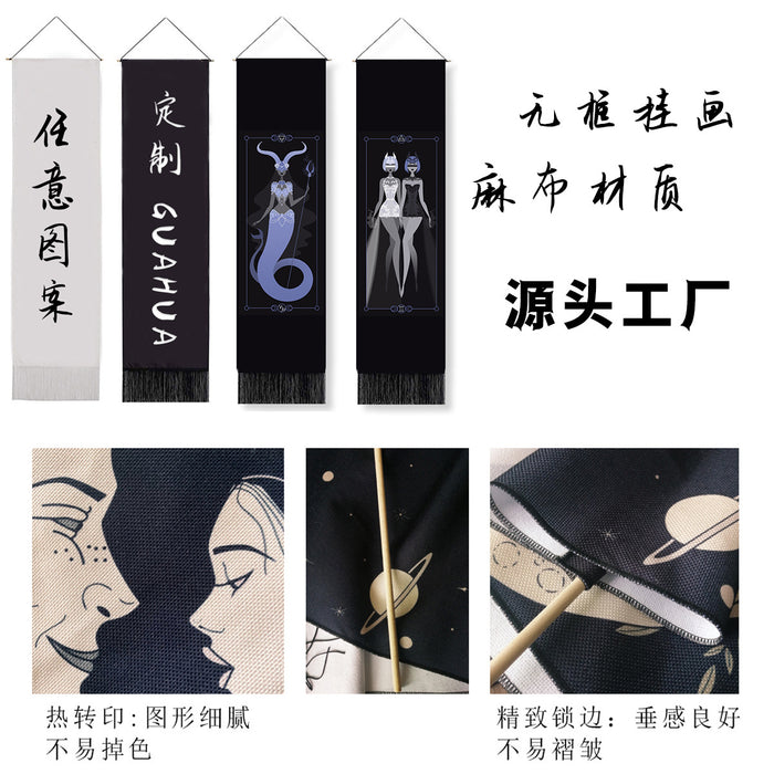 Wholesale Decorative Linen Boho Print Long Tassel Hanging Cloth MOQ≥2 JDC-DCN-Jianjie010