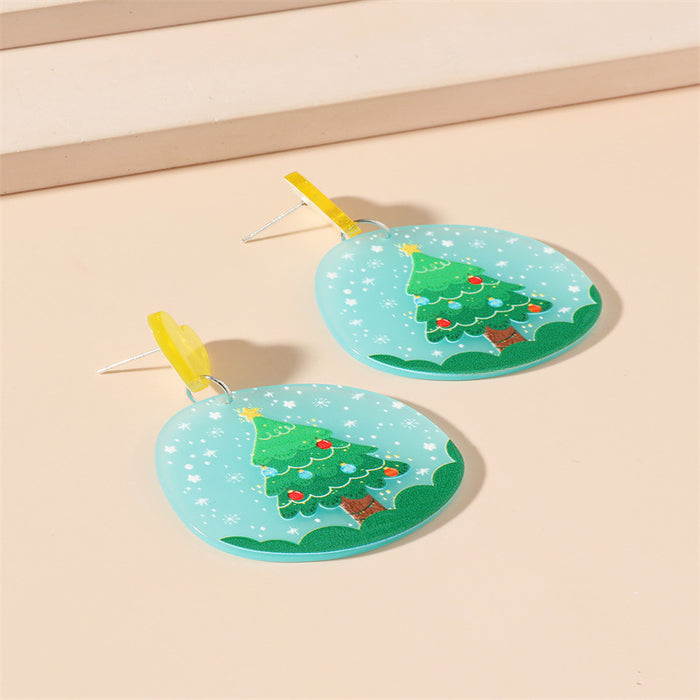 Wholesale acrylic christmas tree earrings MOQ≥2 JDC-ES-ganl035