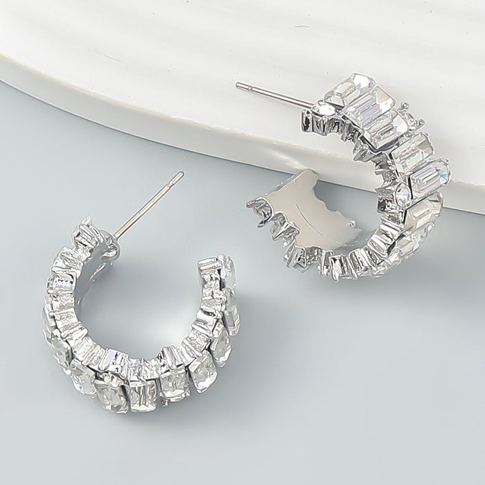 Wholesale Earrings Alloy Diamond Rectangular Rhinestones JDC-ES-JL1044