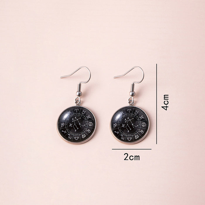 Wholesale Zodiac Zodiac Earrings Time Gemstones MOQ≥2 JDC-ES-Fangt007