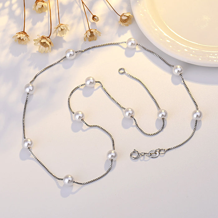 Wholesale pearl necklace niche simple millet grain necklace retro collarbone JDC-NE-QLX025