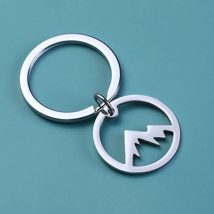 Wholesale Hollow Snow Mountain Valley Stainless Steel Keychain MOQ≥2 JDC-KC-JZhi004