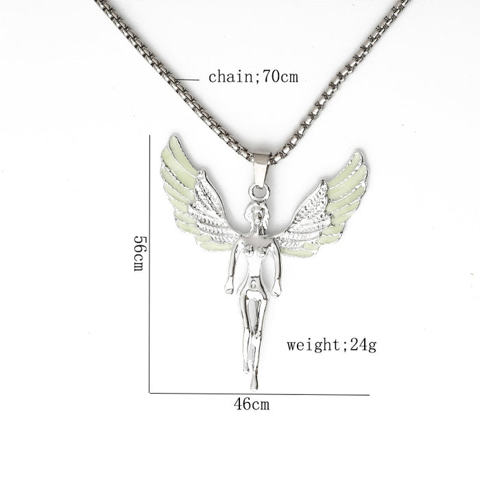 Wholesale Necklace Alloy Fluorescent Angel Wing MOQ≥2 JDC-NE-ZiFei007