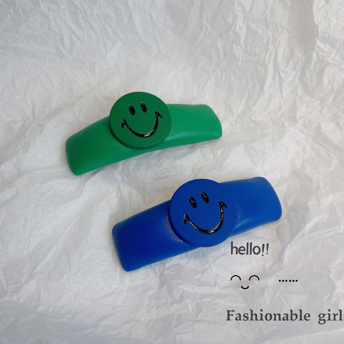 Wholesale Cute Cartoon Smiley Hairpin Side Clip Texture PU Leather Sponge Thickening JDC-HC-Lyuan001