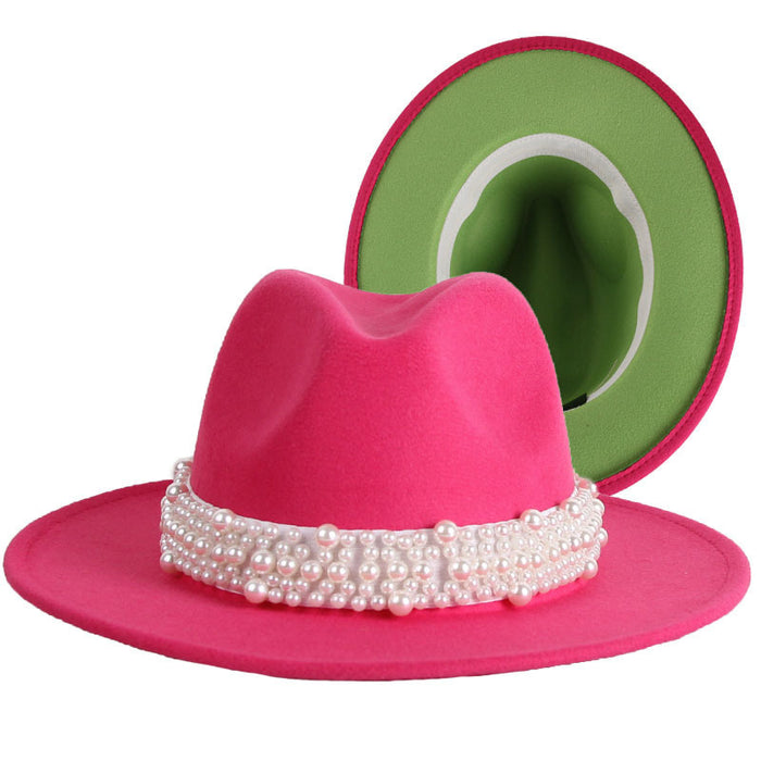 Hat de sombrero al por mayor lana en espesamiento de doble cara British Retro Pearl Hat JDC-FH-Xrong009
