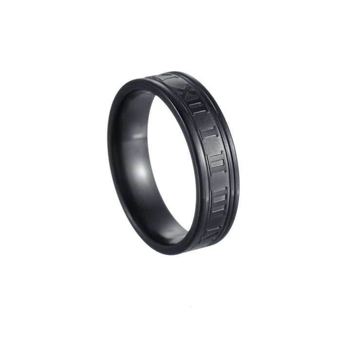 Wholesale Ring Titanium Steel Roman Numeral Couple Ring MOQ≥2 JDC-RS-ShouM007