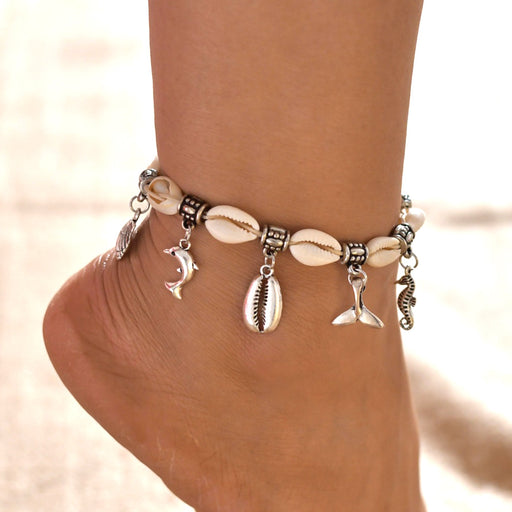 Jewelry WholesaleWholesale Creative Conch Metal Shell Pendant Dolphin Fishtail Anklet JDC-AS-GSHR002 Anklets 韩茹 %variant_option1% %variant_option2% %variant_option3%  Factory Price JoyasDeChina Joyas De China