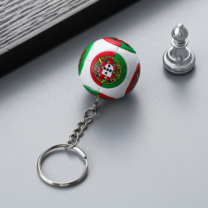 Wholesale Keychain PVC World Cup Printed Flag Soccer Small Gift Pendant JDC-KC-RuiQi002