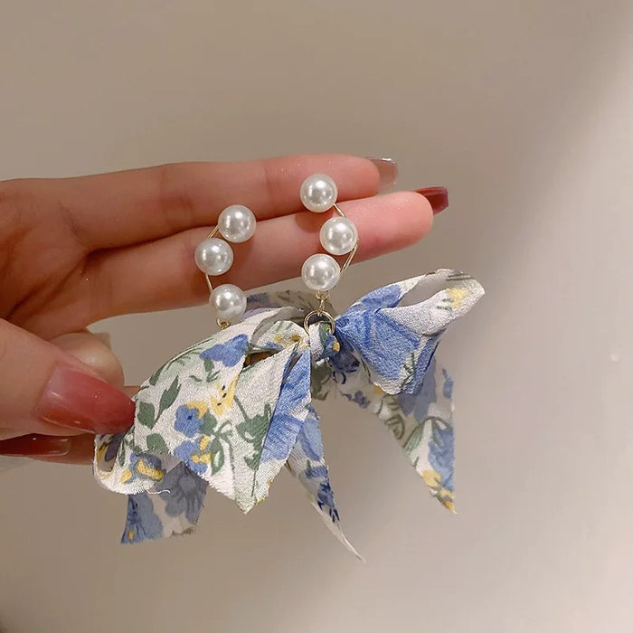 Jewelry WholesaleWholesale silver needle blue series diamond pearl flower earrings JDC-ES-Fengm078 Earrings 丰美 %variant_option1% %variant_option2% %variant_option3%  Factory Price JoyasDeChina Joyas De China
