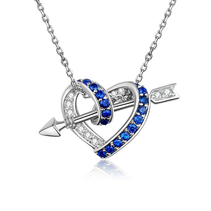 Wholesale twisting heart -shaped rhone -in necklace, one arrow, wears the heart chain JDC-NE-LongR007