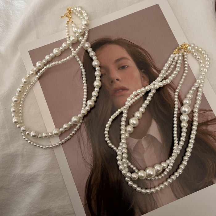 Collar de cuentas de múltiples capas de perla vintage al por mayor JDC-Ne-YQ002