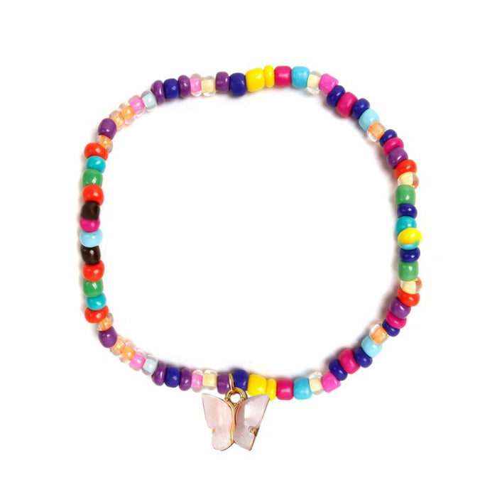 Wholesale Colorful Beaded Anklet Summer Boho Butterfly Rice Bead Anklet MOQ≥2 JDC-AS-RuiP007