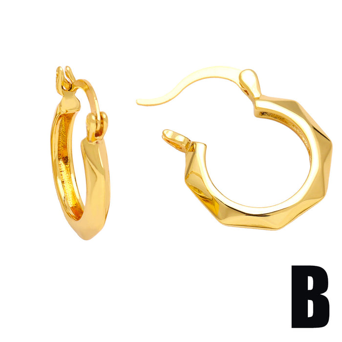 Wholesale Geometric C Shape Pearl Stud Earrings Copper JDC-ES-AS104