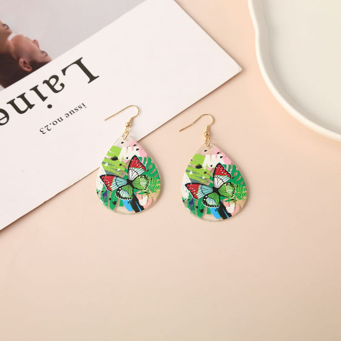 Wholesale Earrings Acrylic Water Drops Square Oval Butterfly JDC-ES-YanC010