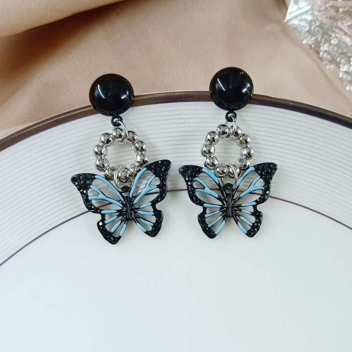 Wholesale Black Butterfly Alloy Earrings JDC-ES-HZQ011