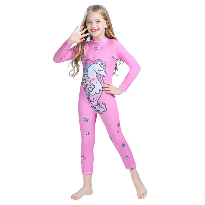 Wholesale Cartoon Kids Swimwear Long Sleeve Beach Suit One Piece Surf Suit JDC-SW-ManT002