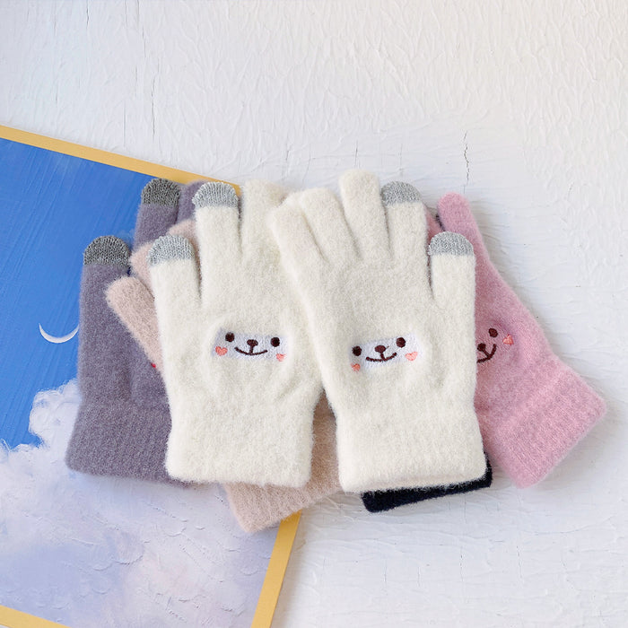 Wholesale Gloves Imitation Cashmere Candy Knit Touch Screen All Fingers MOQ≥2 JDC-GS-YuQ006