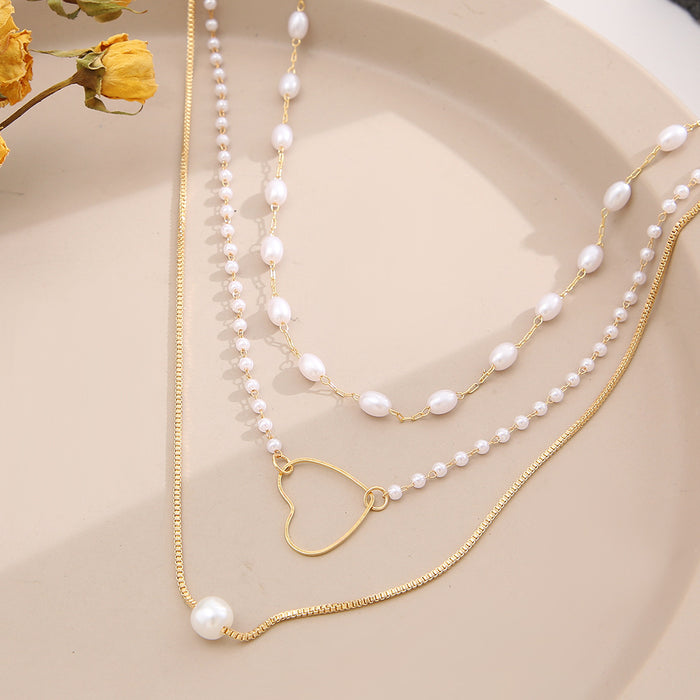 Wholesale pearl pendant necklace multi-layered clavicle chain JDC-NE-F068