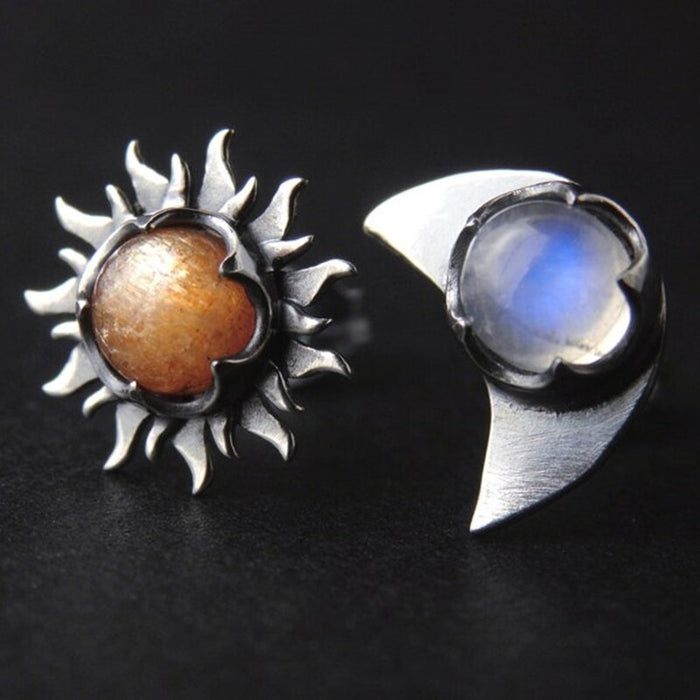 Wholesale Sun Moon Stone Stud Earrings Boho Moonstone Earrings JDC-ES-Chenyou002