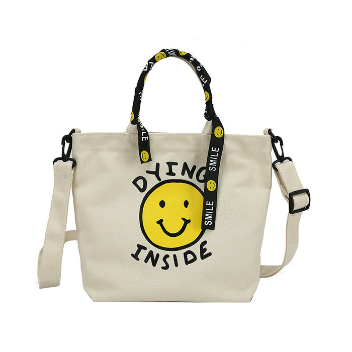 Wholesale Smiley Tote Canvas Bag Shoulder Bag JDC-SD-Wanan002