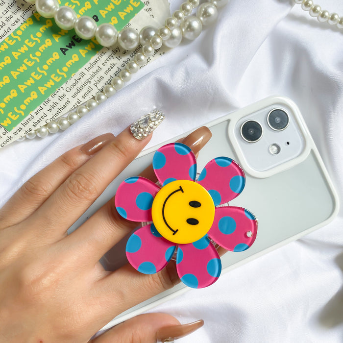Wholesale Grips Acrylic Color Polka Dot Sunflower Phone Holder Mobile Phone Holder JDC-PS-Baiying005