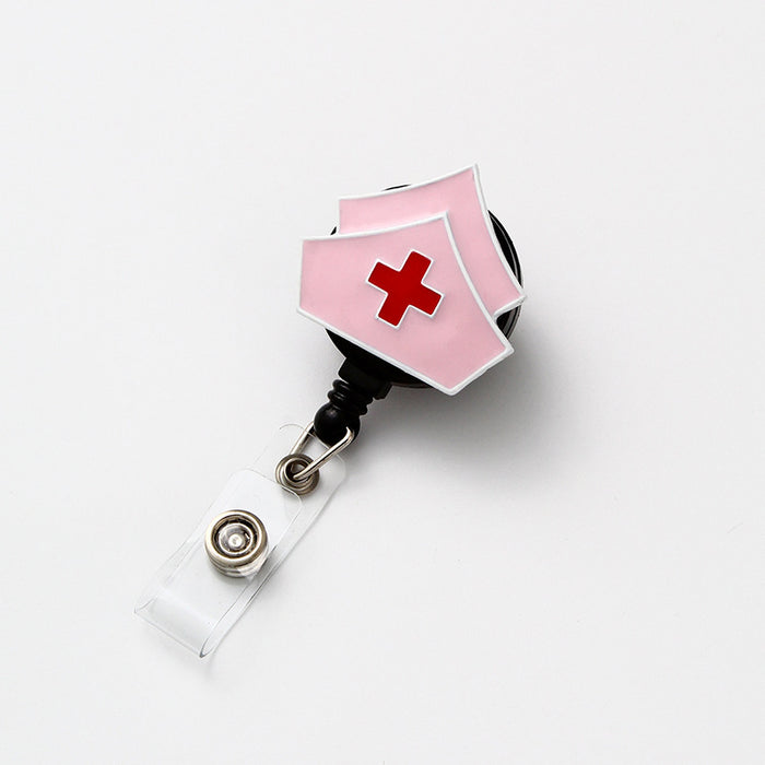 Wholesale Keychains For Backpacks Red Cross Pink Nurse Alloy Drip Oil Rotating Serrated Easy Pull Buckle MOQ≥2 JDC-KC-WHao005