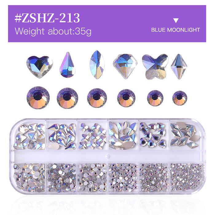Wholesale 12 Grid Nail Art Flat Bottom Nail Art Diamond Jewelry JDC-NS-yuanh003