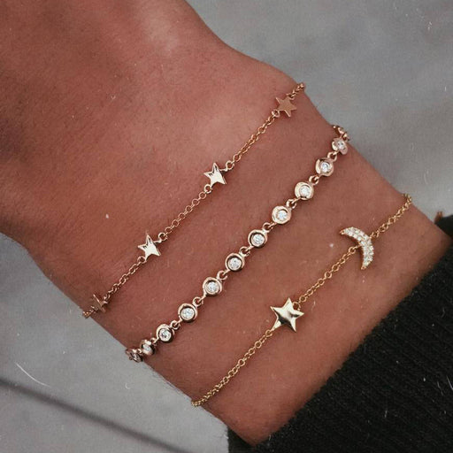 Jewelry WholesaleWholesale alloy stars and moons diamond bracelet JDC-BT-DaiR018 Bracelet 黛仁 %variant_option1% %variant_option2% %variant_option3%  Factory Price JoyasDeChina Joyas De China