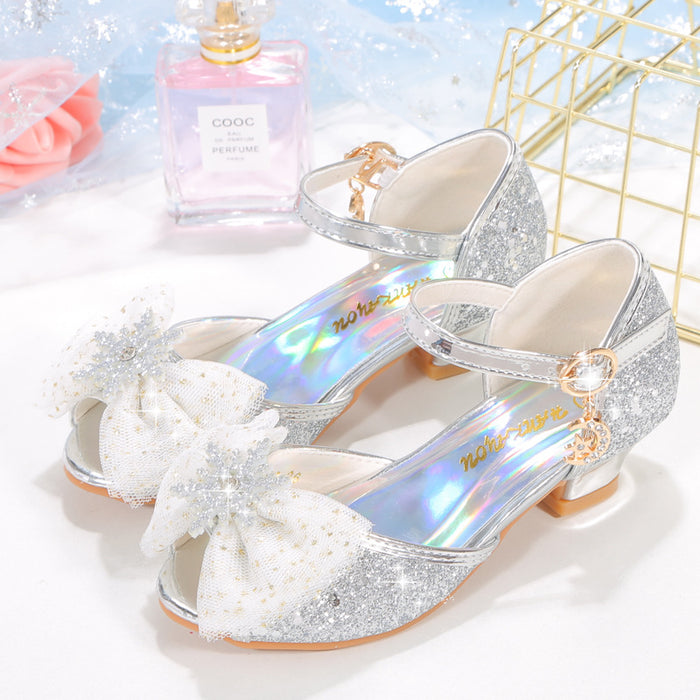 Wholesale Summer Bow Princess Shoes Little Girls High Heel Student Sandals JDC-SD-HNN001