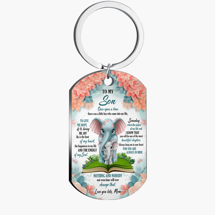Wholesale To My Son Elephant Stainless Steel Necklace Keychain MOQ≥2 JDC-KC-HuH006