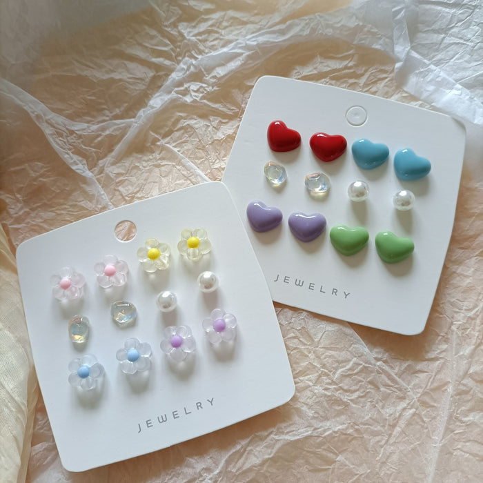 Wholesale Acrylic Love Pearl Flower Set Earrings JDC-ES-MISUI010